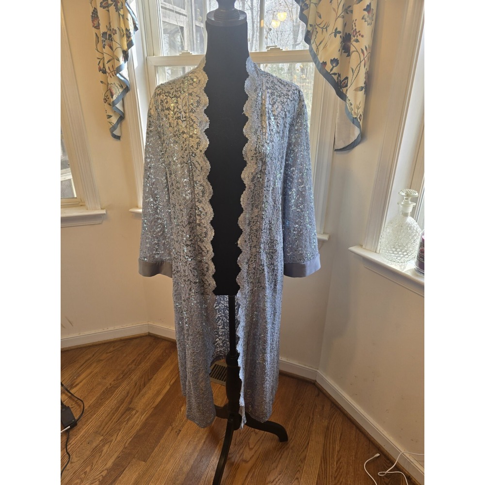 R&M Richards Women's Sequined Lace Jacket Size 16P Pastel Green Color Pretty!